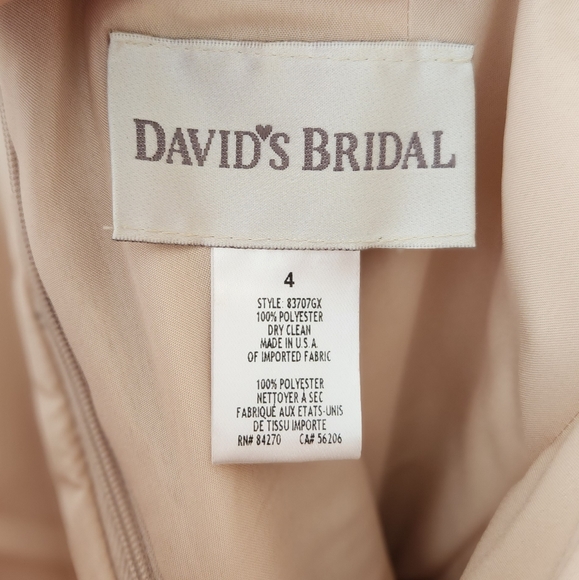 David's Bridal bridesmaid dress, champagne color, pockets, size 4 - Picture 3 of 3